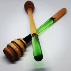 HANDMADE NATURAL WOOD AND RESIN HONEY DIPPER