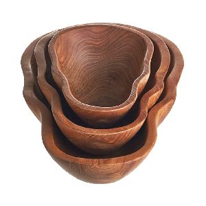 NEW ACACIA WOODEN SALAD BOWL IN DIFFERENT SHAPE WITH HIGHLY POLISHED