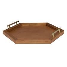 OCTA SHAPE WOODEN DINNERWARE TYPE SERVING TRAY MADE BY GIFT MART