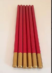 Gold Tipped Deep Red Wooden Pencil