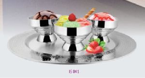 Steel Rib Ice Cream Cup and Tray Set
