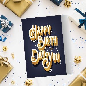 Black And Golden Square Greeting Cards For Birthday greeting card