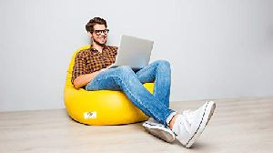 Yellow Beans Filled Affluence Bean Bag with Footstool