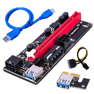 High Efficiency 6 Pin Power Port PCIE GPU Ver 009S Riser Card PCI-E X1 to X16 Extension Adapter