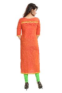 QS 6294 Gajar Women Cotton Handloom Kurta With Plating