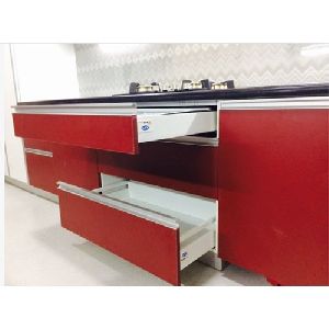 Red Color Parallel Kitchen