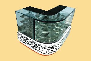 L Type Bend Glass Display Counters