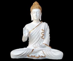 White Golden Meditating Buddha Statue