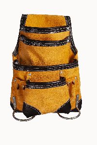 PAHAL Tool Belt leather Heavy DutyPouchApron with suspender for MenWomen Carpenter Electrician yello