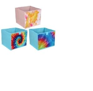 Tie-Dye Collapsible Storage Containers with Pull Handles, 9x9x8 in.