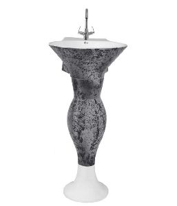 Designer Black Dolphin Pedestal Wash Basin Set