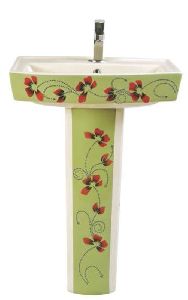 Designer Mint Green Polo Pedestal Wash Basin Set