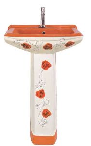 Designer Orange Sofia Pedestal Wash Basin Set