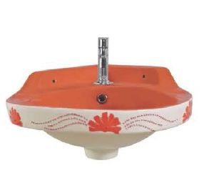 Designer Orange Wall Mounted Wash Basin