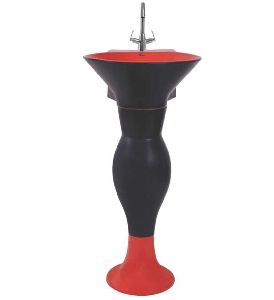 Designer Red Black Dolphin Pedestal Wash Basin Set