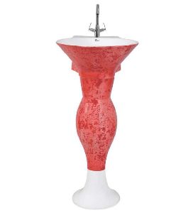 Designer Red Dolphin Pedestal Wash Basin Set