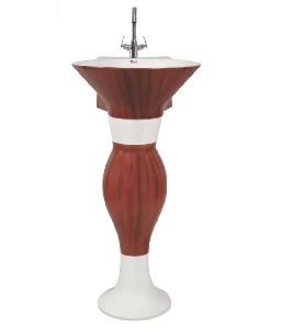 Designer Wooden Design Dolphin Pedestal Wash Basin Set