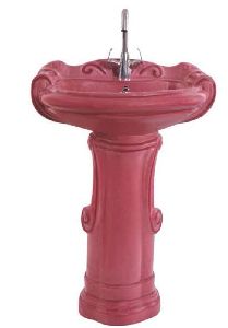 Rustic Magenta Big Sterling Pedestal Wash Basin Set