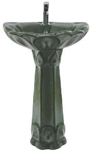 Rustic Oasis Green Suprime Pedestal Wash Basin Set