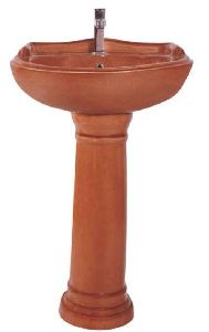 Rustic Red Brown Star Gold Pedestal Wash Basin Set