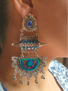 Long Beaded Afghani Earrings