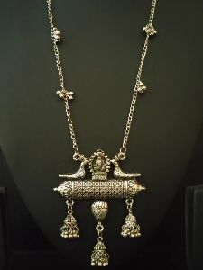 Oxidised Silver Bird Ganesha Necklace