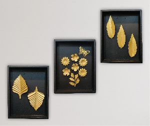 pack of 3 home decoration living room wood frame leaf flower wall art