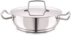 Stainless Steel Impact Bonded Flat Kadai with Lid
