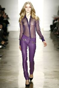 Women Purple Leather Pants