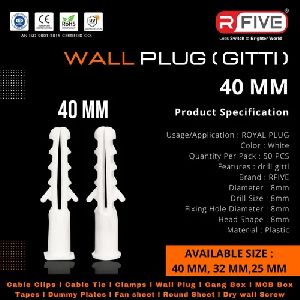 40mm Plastic White Wall Plugs