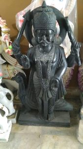 marble shani dev statue with crow कौवा
