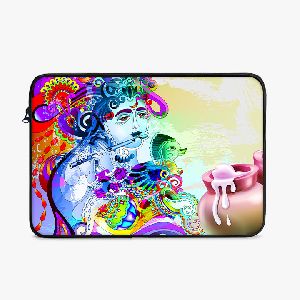 LS0801A Festival Janmashtami Background Zipper Laptop Sleeve