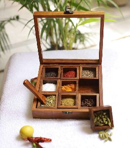Small Wooden Spice Box