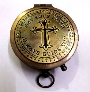 May Your Faith Engraved Brass Antique Compass