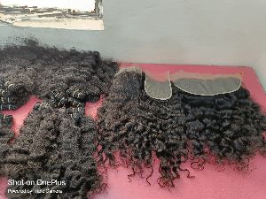 Deep curly human hair Bundle Extensions from india