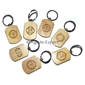 Wood Engraved Keychain Set