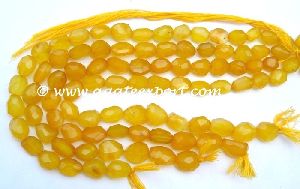 Yellow Calcedony Onyx Faceted Nugget