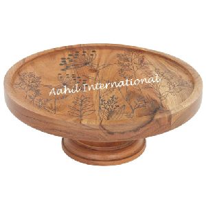 Wooden Cake Stand with customized engraved design