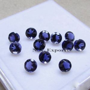 Natural Iolite Round Faceted Loose Gemstones