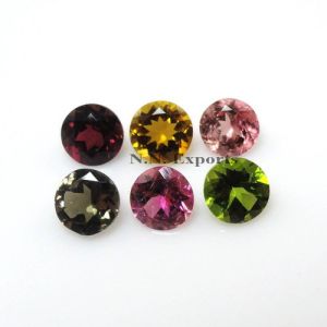 Natural Multi Tourmaline Faceted Round Loose Gemstones