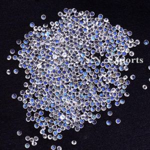 Natural Rainbow Moonstone Faceted Round Loose Gemstones