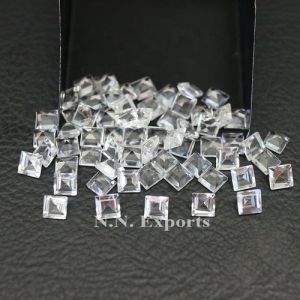 Natural White Topaz Faceted Square Loose Gemstones