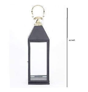 Black &amp;amp; gold top candle lantern.