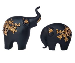 Black Golden Elephant Statue