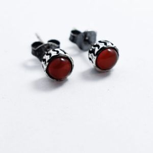 Red Onyx Stud Earrings