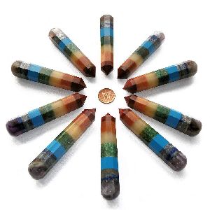 Natural Seven 7 Chakra Healing Massage Original Agate Wand Height 4.5 Inch to 5 Inches Reiki Fengshu