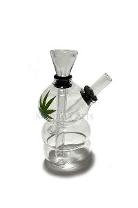 Clear Color Water Pipe Bong with Leaf Sticker with 14 mm bowl