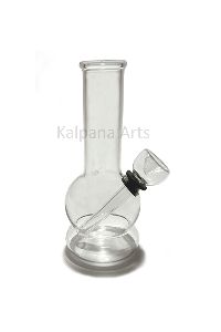 Clear Hollow Base Glass Bong with Down Stem
