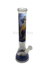 Glass Bong with Sticker with 19 mm down stem bowl