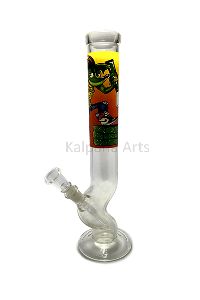 Glass Cylinder Bong with Sticker and 19 mm down stem bowl